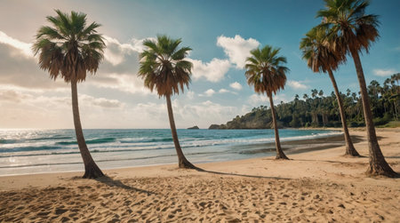 Palm trees on the beach in Costa Rica, Central America.の写真素材