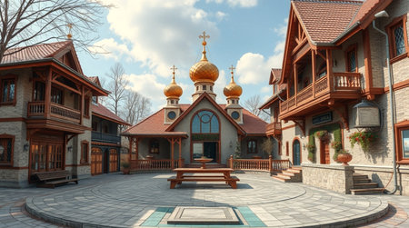 3D CG rendering of Church in ancient town. 3D CG rendering.の写真素材