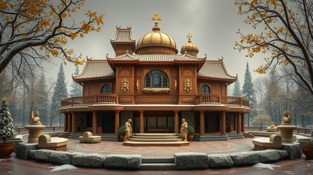 3D CG rendering of ancient architecture in the forest. 3D CG rendering.の写真素材