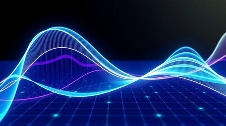 abstract wave technology background, 3d rendering, computer digital illustration