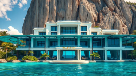 3D CG rendering of luxury hotel and resort.の写真素材