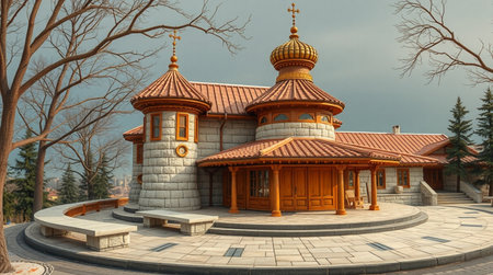 Wooden church in Kiev, Ukraineの写真素材
