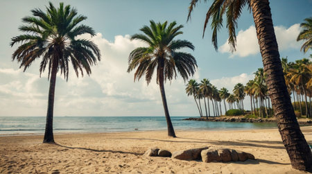 Palm trees on the beach in Costa Rica, Central America.の写真素材