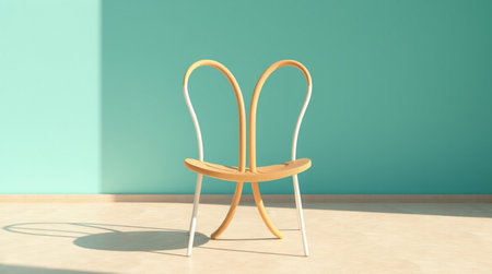 3d render of a chair in a room with a green wallの写真素材