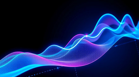 3d illustration of abstract digital sound wave on dark background. 3d rendering of sound wave