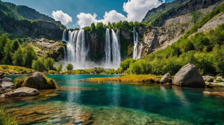 Panoramic view of the Plitvice Lakes National Park, Croatia