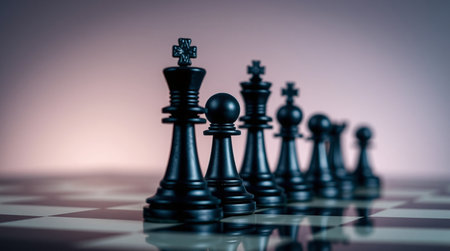 Chess concept of business ideas and competition and strategy ideas. Chess figures on a chessboard.の写真素材