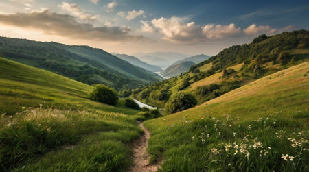 Beautiful summer landscape in the Carpathian Mountains, Ukraine.の写真素材