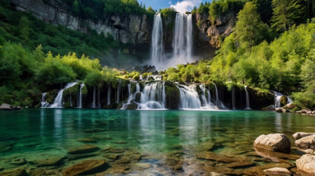 Waterfalls in the Plitvice Lakes National Park, Croatia.の写真素材