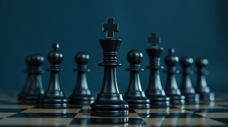 Chess pieces on a chessboard. 3d render illustration.の写真素材