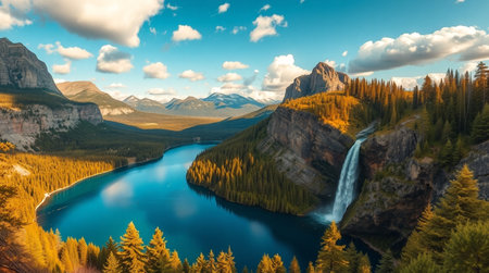 Waterfall in Yoho National Park, Canadian Rockies, Alberta, Canadaの写真素材