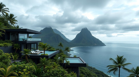 Panoramic view of a luxury villa