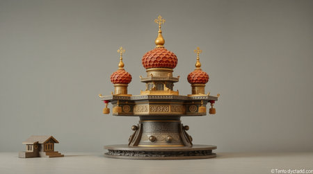 Model of a religious building in the form of a small church.の写真素材