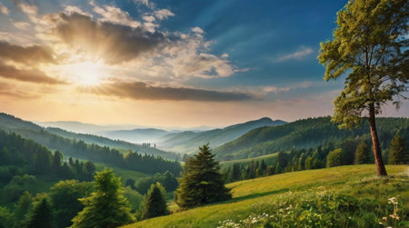 Beautiful summer landscape in the Carpathian mountains, Ukraine.の写真素材