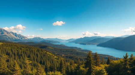 Panoramic view of Lake Tahoe in summer, USA.の写真素材