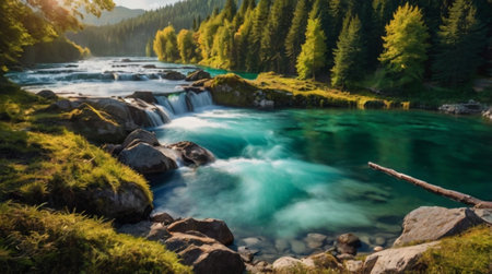 Beautiful view of a mountain river.の写真素材