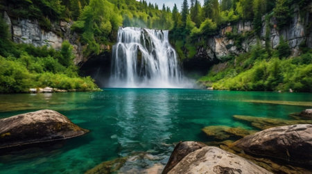 Beautiful view of the Plitvice Lakes National Park, Croatiaの写真素材