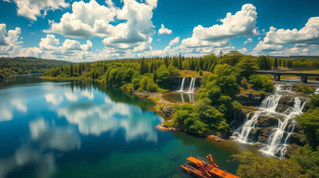 Panoramic view of Plitvice Lakes National Park, Croatiaの写真素材