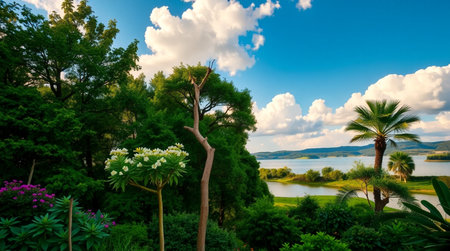 Beautiful view of Lake Balaton, Hungary. Summer landscape.の写真素材