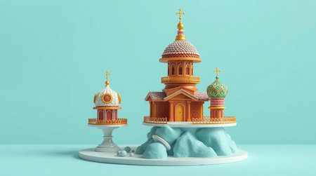 3d rendering of a Christmas tree in the shape of a christian church