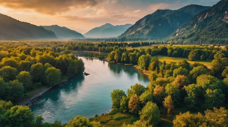 Aerial view of the Katun river, Altai Republic, Russia