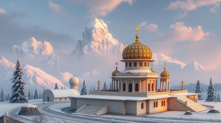 3D CG rendering of Church of Christ the Saviour in winterの写真素材