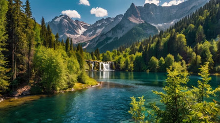 Waterfall in . Panoramic view