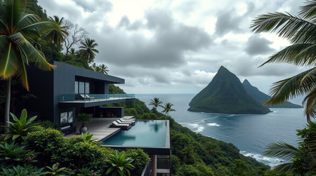 Luxury villa on the seashore with a beautiful view