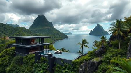 Luxury villa on the hill overlooking the sea and mountains