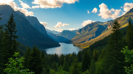 Panoramic view of Lake Louise in Banff National Park, Alberta, Canada
