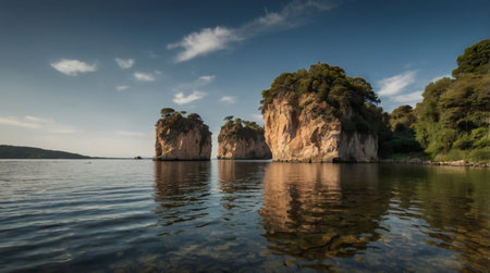 Limestone cliffs on the coastの写真素材