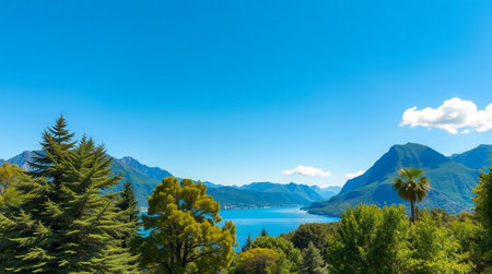 Panoramic view of Lake Wakatipu, Queenstown, New Zealandの写真素材