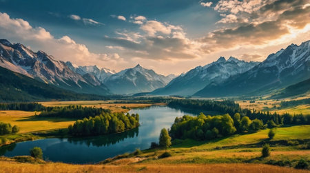 Panoramic view of the Grand Teton National Park, Wyoming.