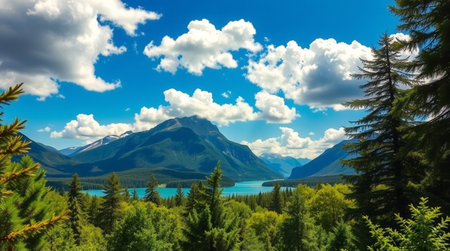 Mountains and lake in Alaska, United States. Beautiful summer landscape.の写真素材
