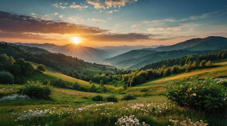 Colorful summer landscape in the Carpathian mountains. Ukraine, Europe.の写真素材