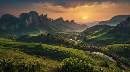 Sunset over the valley