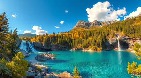 Beautiful autumn panorama of Lake Louise in Canada