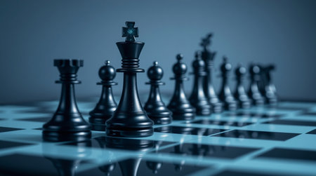 Chess pieces on a chessboard. The concept of leadership and successの写真素材