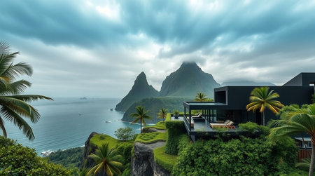 Panoramic view of the island in the Caribbean