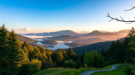 Beautiful sunrise in the Carpathian mountains. Ukraine, Europe.の写真素材