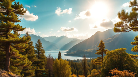 Panoramic view of Lake Wakatipu, Queenstown, New Zealandの写真素材