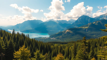 Panoramic view of Lake Louise, Banff National Park, Alberta, Canada