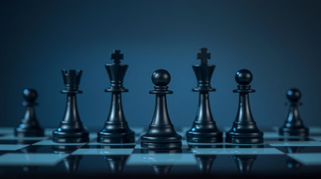Chess pieces on a chessboard. The concept of business strategyの写真素材