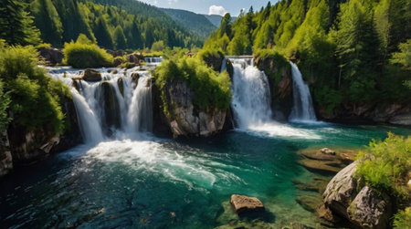 Beautiful waterfalls in Plitvice Lakes National Park, Croatiaの写真素材