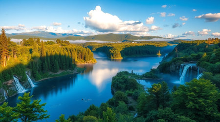 Panoramic view of Plitvice Lakes National Park, Croatiaの写真素材