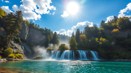 Waterfall in Plitvice Lakes National Park, Croatia. Panoramaの写真素材