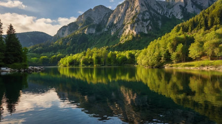 Beautiful mountain lake in the Alps, Bavaria, Germany.