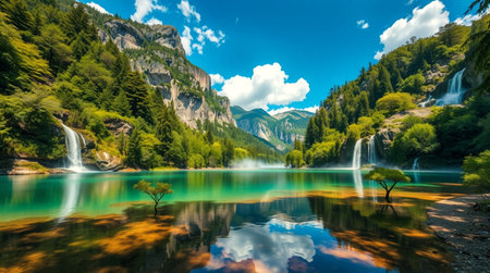 Beautiful view of famous Plitvice Lakes National Park in Croatia