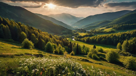 Beautiful summer landscape in the Carpathian Mountains, Ukraine.
