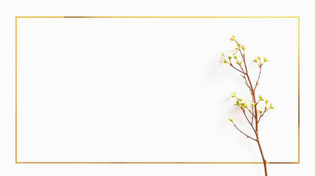 Flowering branch on a white background with space for text.